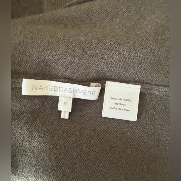 NakedCashmere Dark Olive Cashmere V-Neck Tie-Front Knit Sweater Cardigan Sz M - Picture 3 of 9